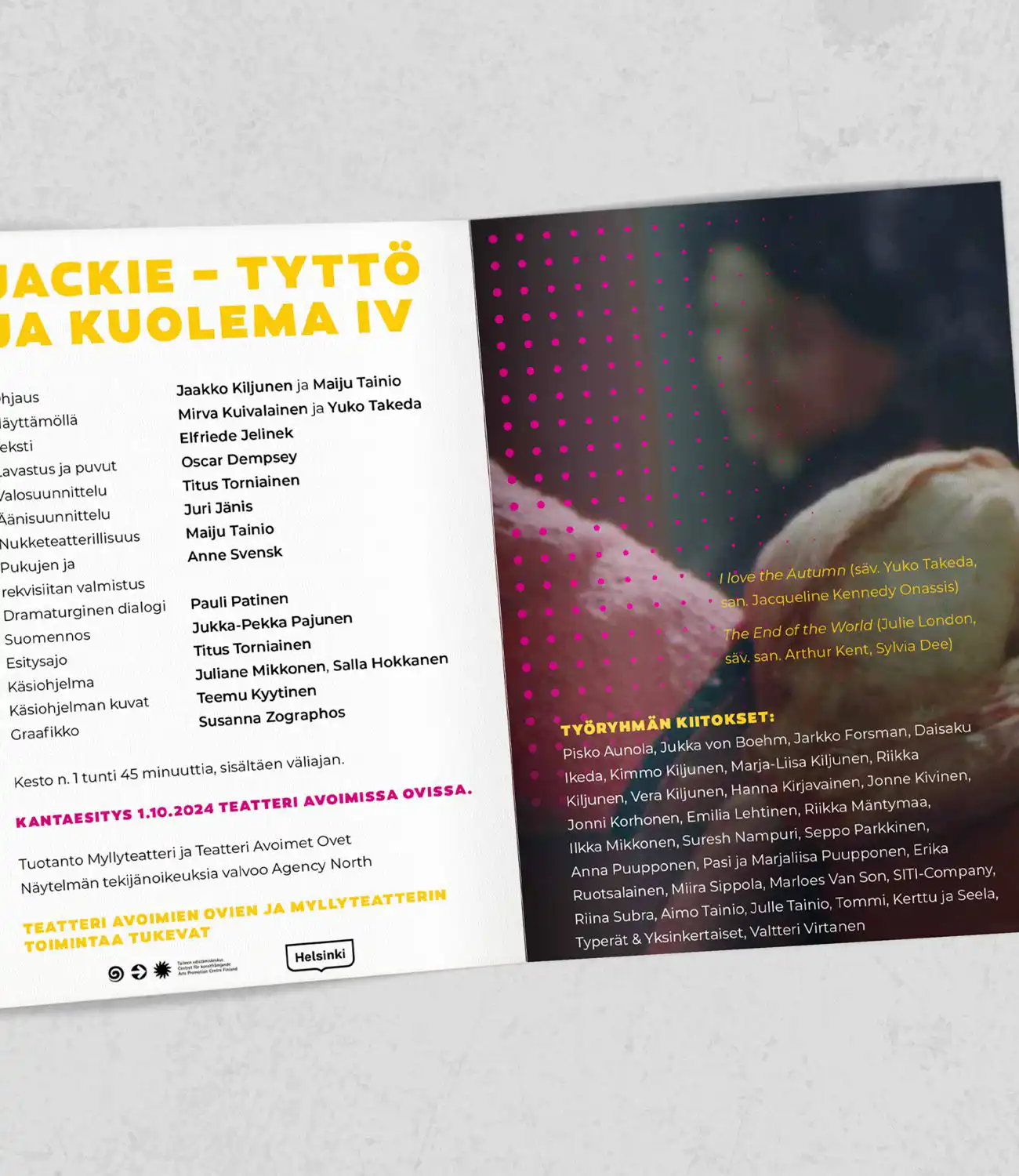 Jackie, Teatteri Avoimet Ovet, Esite